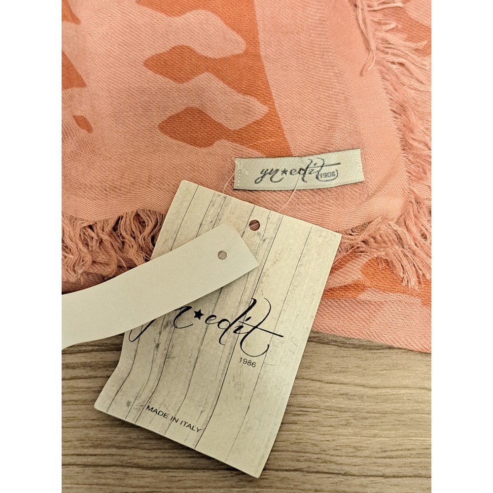 Ynredt 1986 Pink Geometric Print Fringed Scarf Made in Italy